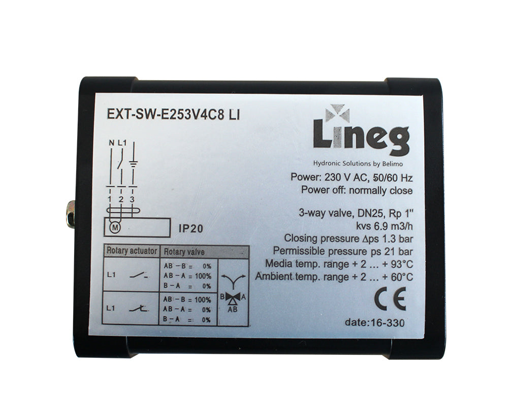 3-Wege Zonenventil mit Antrieb  3-Weg, DN25 Innengewinde 1" für Solar und Heizung