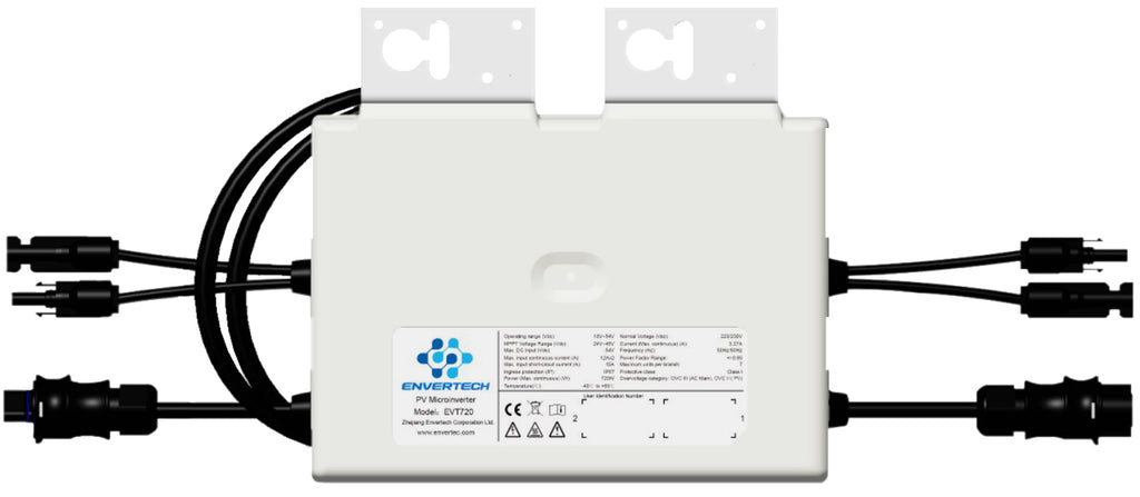 Balkonkraftwerk 820 Watt Solaranlage/Photovoltaikanlage Plug & Play Komplett Set ( 1-Phasig )  2 Module + EVT 720
