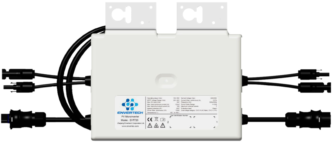Balkonkraftwerk 820 Watt Solaranlage/Photovoltaikanlage Plug & Play Komplett Set ( 1-Phasig )  2 Module + EVT 720