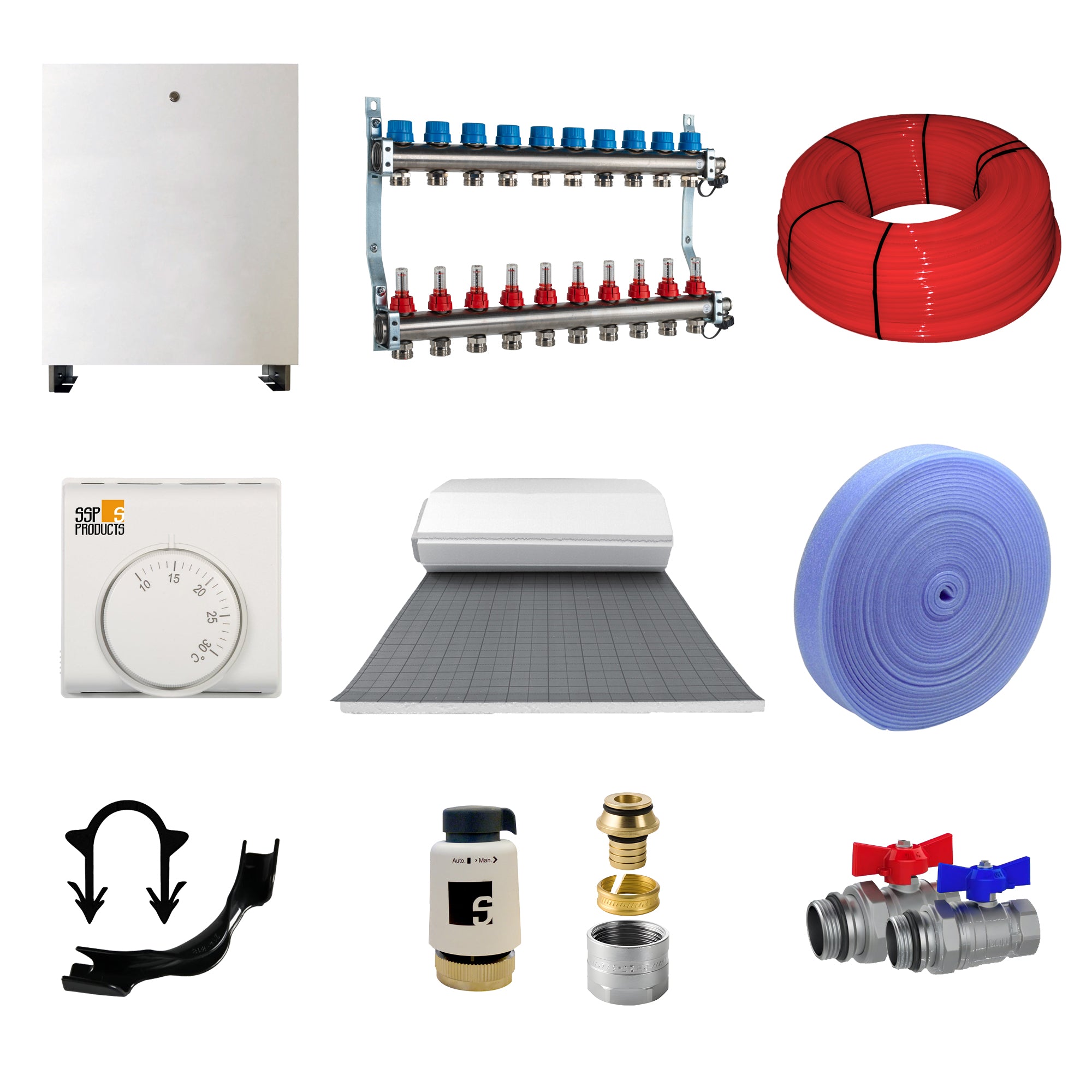 Fußbodenheizung Set 120 m² (Tackerplatte)
