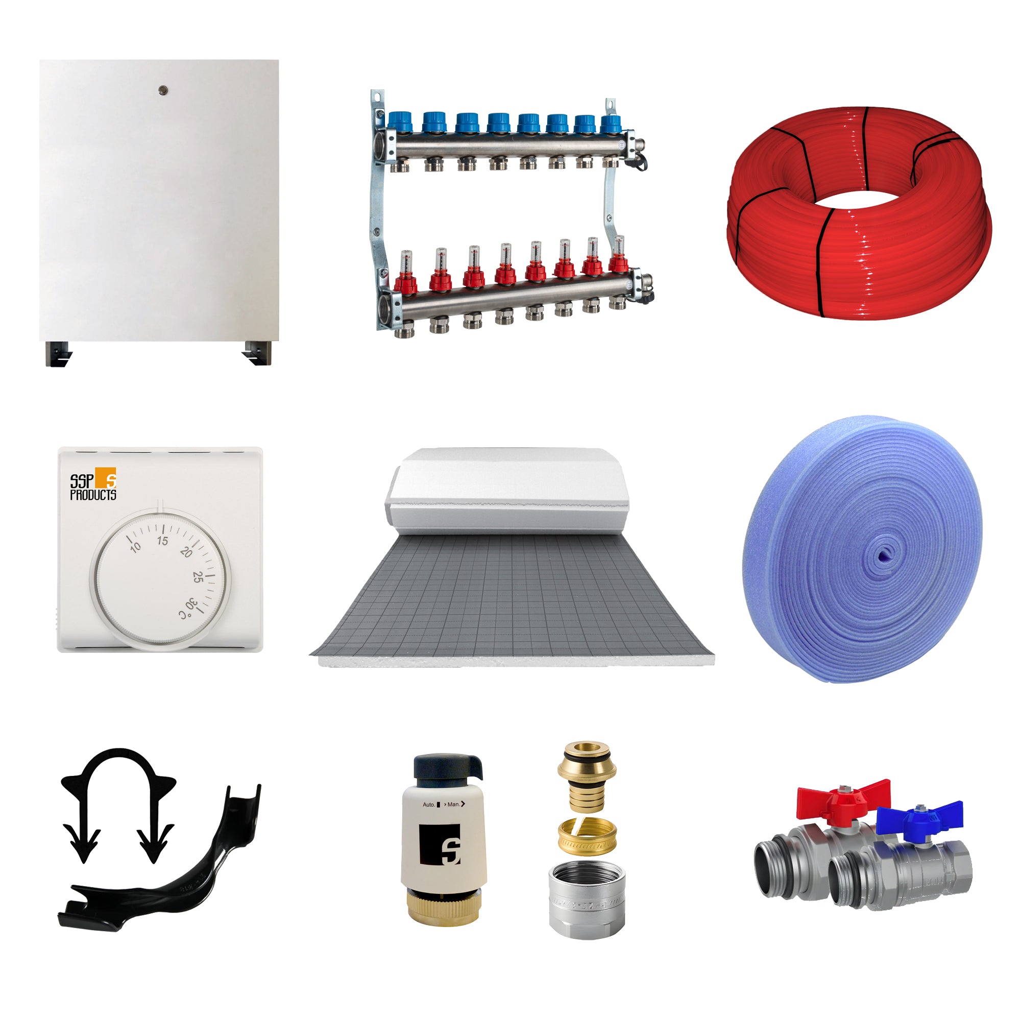 Fußbodenheizung Set 90 m² (Tackerplatte)