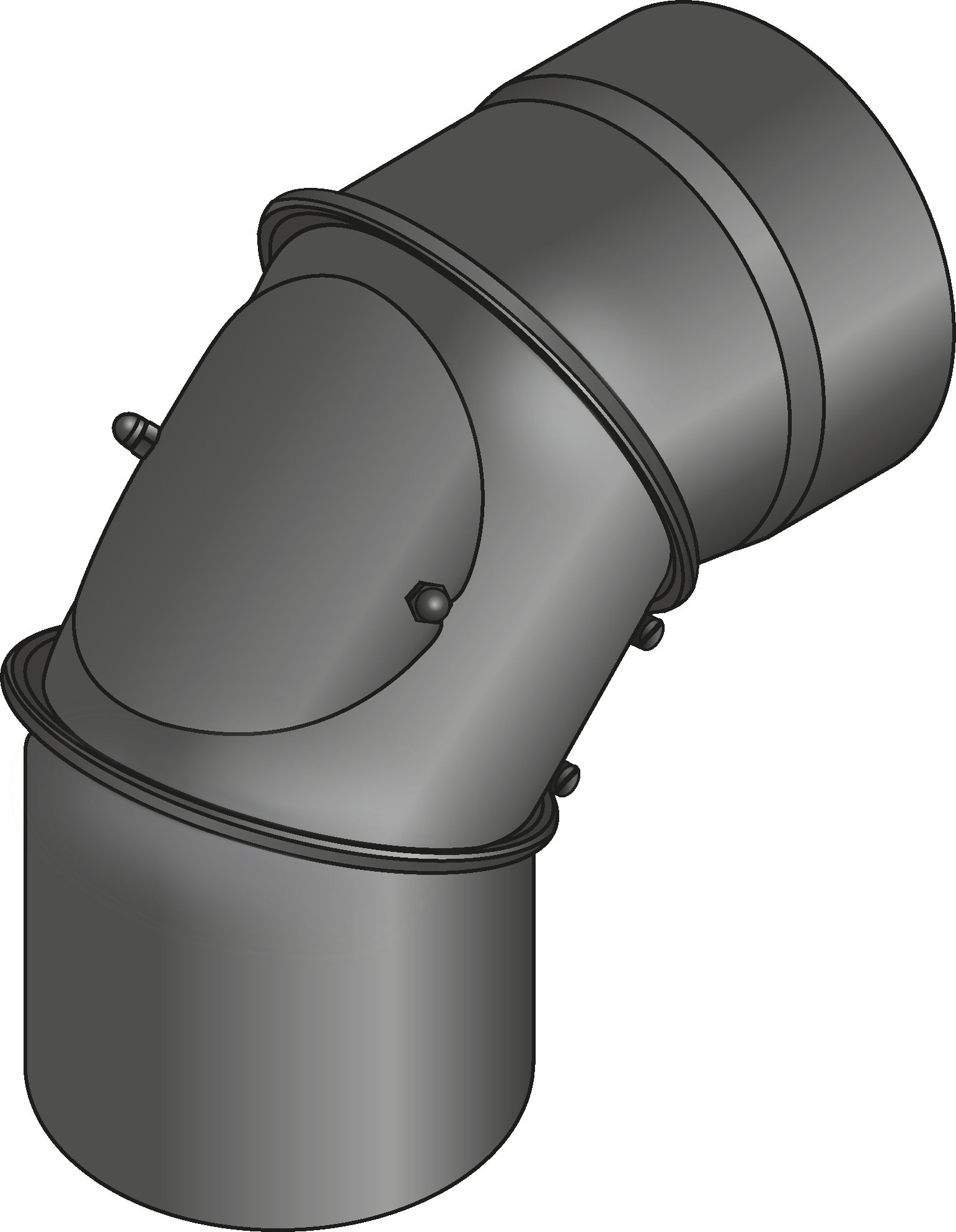 Rauchrohrbogen mit Reinigung 160mm ( verstellbar ) schwarz