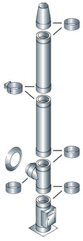 Edelstahl-Schornsteinsystem doppelwandig, 30mm Isolierung, Ø 150, 4,2 Meter