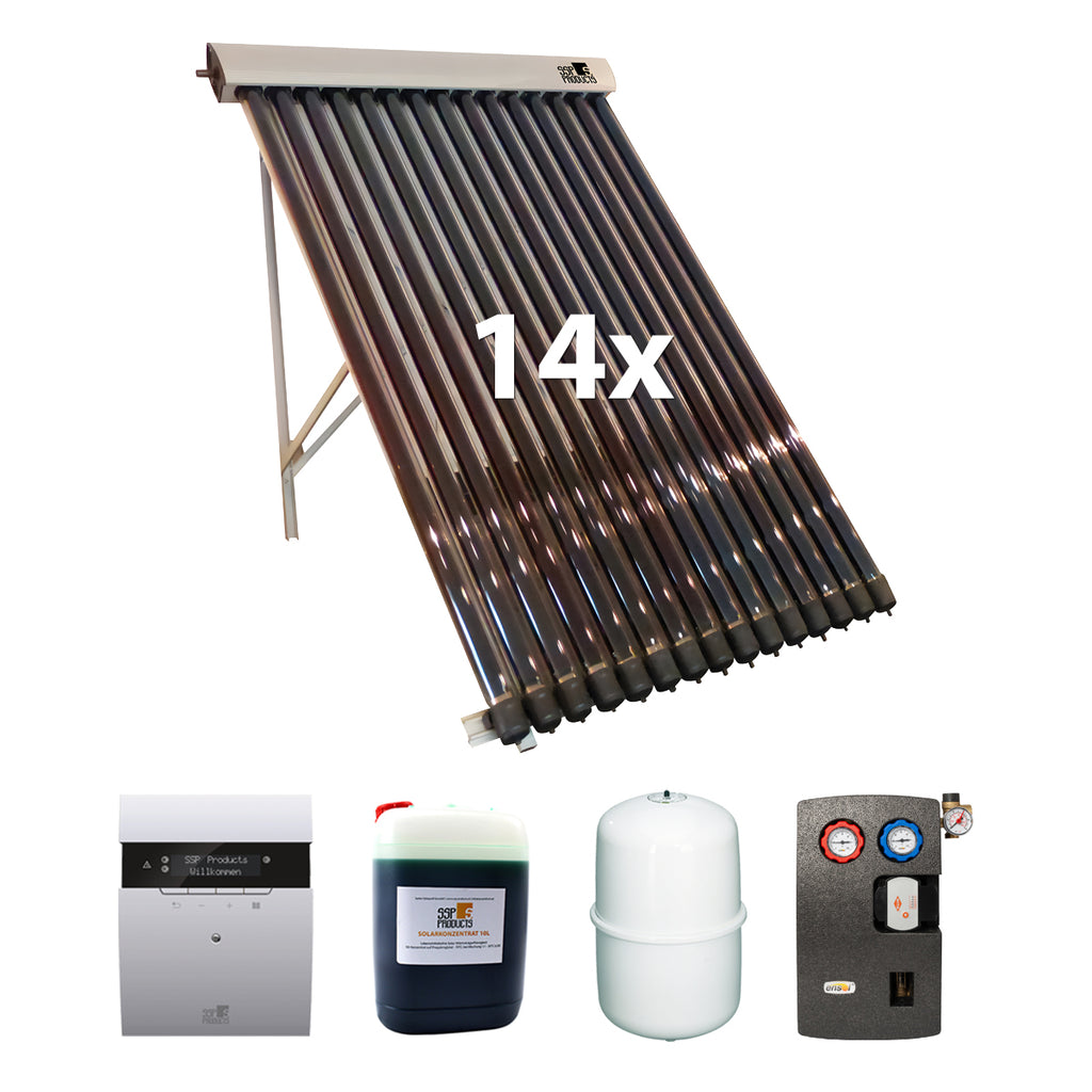 Solarpaket 14 (Röhrenkollektor 15 Premium+), 14 Kollektoren Gesamtfläche: 36,82 m²