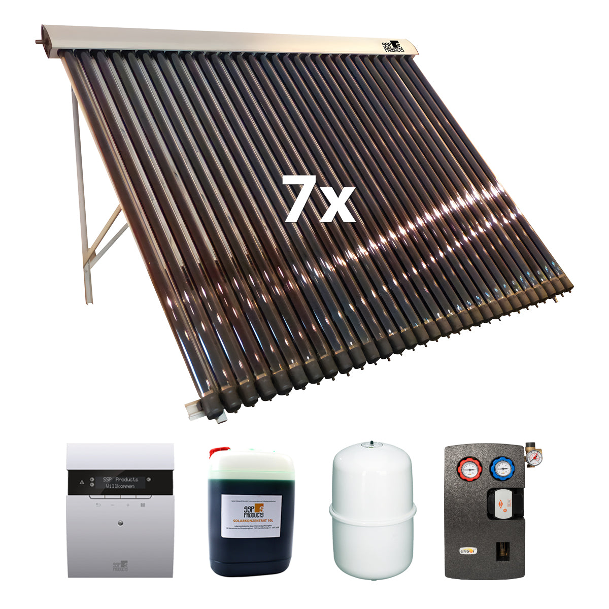 Solarpaket 14.1 (Röhrenkollektor 30 Premium+), 7 Kollektoren Gesamtfläche: 35,42 m²