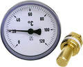 Bimetall-Thermometer schwarz, ø 63mm, axial, DN15 (1/2")  Fühlerlänge 40mm