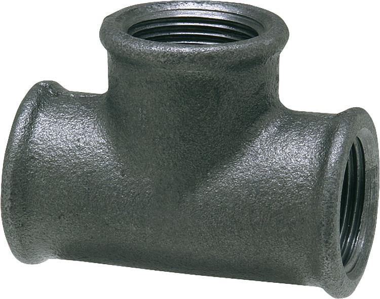 Tempergussfitting, schwarz T-Stück 90° DN15 ( 1/2 " )