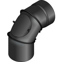 Rauchrohrbogen mit Reinigung 180mm ( verstellbar ) schwarz