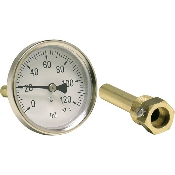 Bimetall-Zeigerthermometer 0-120°C d = 100mm mit Fühler 150mm